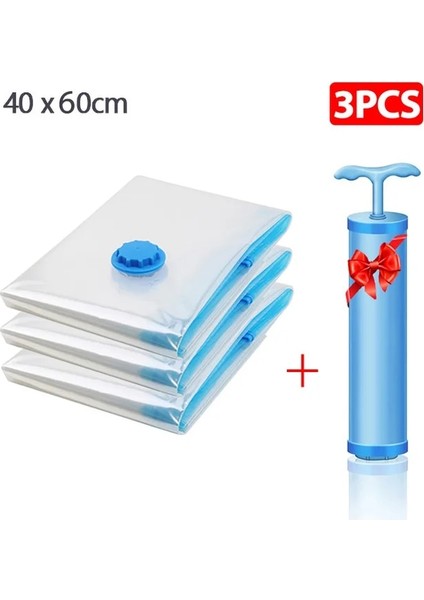 3 Adet 40X60 Vanalı Vakumlu Saklama Torbaları Şeffaf Katlanır Sıkıştırılmış Yerden Tasarruflu Seyahat Mühür Paket Organizatörleri Havlu Kumaş Battaniye (Yurt Dışından)