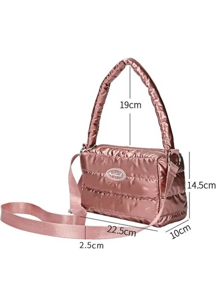 Pic Renk Kırmızı 22.5 10 14.5cm Miyagawa Uzay Pamuk Çanta Crossbody Çanta 2023 Yeni Pamuk Takım Elbise Çanta Çanta Moda Omuz Çantası Kadın Sevimli Parlak Renkli Çanta (Yurt Dışından)