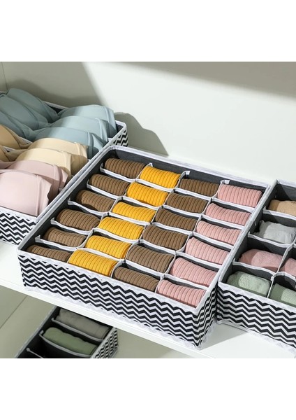 28X14X10CM-8 Izgaralar Gri 24 Izgara Saklama Kutusu Dokumasız Dayanıklı Yıkanabilir Yer Tasarrufu Katmanlı Düzenleme Pantolon Elbise Iç Giyim Gardırop Saklama (Yurt Dışından) fiyatları