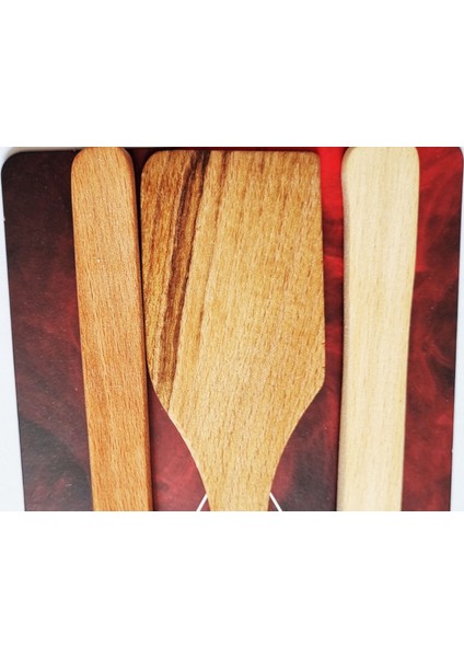 3'lü Ahşap Onton Wood Tools Spatula Kaşık Süzgeçli Kaşık Seti fırsatları