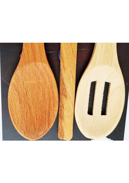 3'lü Ahşap Onton Wood Tools Spatula Kaşık Süzgeçli Kaşık Seti indirimleri