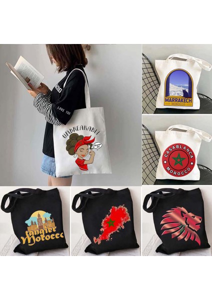 B 248 35X40 cm Kazablanka Fas Haritası Bayrağı Seyahat Hatıra Fas Kız Aşk Kalp Omuz Kanvas Tote Çanta Harajuku Alışveriş Pamuk Çanta (Yurt Dışından) modelleri