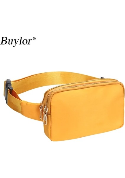 Sarı Buylor Kadın Kemer Çanta Moda Bel Paketleri Çift Kese Tasarımcı Serseri Kalça Çanta Omuz Göğüs Paketi Su Geçirmez Telefon Crossbody Çanta (Yurt Dışından)