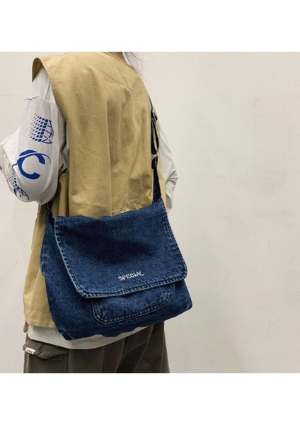 Siyah Avrupa ve Amerika Birleşik Devletleri Yeni Denim Çanta Erkek ve Kadın Kanvas Omuz Çantası (Yurt Dışından) fırsatları