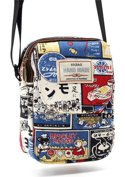 Mutlu Rahat Crossbody Çanta Kadın Erkek Tuval Sevimli Karikatür Küçük Kare Tote Öğrencileri Basit Baskılı Moda Fermuar Omuz Çantaları (Yurt Dışından) fırsatları