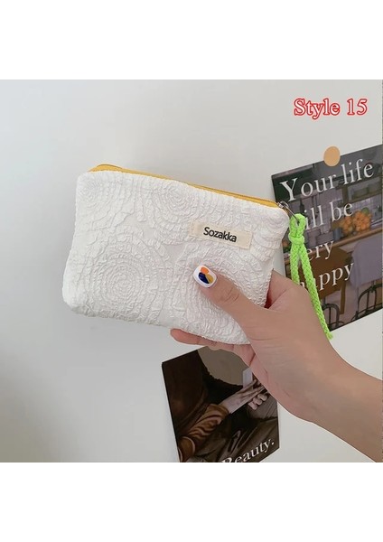 15 Mini Çiçek Kareli Bozuk Para Cüzdanı Sevimli Taşınabilir Ruj Çantası Makyaj Çantası Bozuk Para Kesesi Bilek Çantası Saklama Çantası Inci Kolu Cüzdan Yeni (Yurt Dışından)