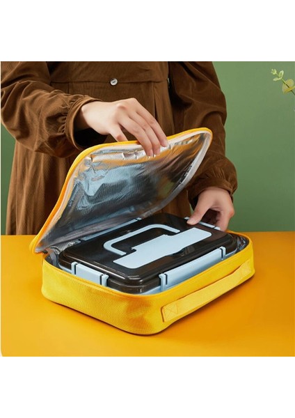 Pembe L Öğle Yemeği Çantası Gıda Termal Çanta Kalınlaşmak Kare Bento Piknik Çantası Büyük Kapasiteli Yemek Konteyner Çanta Bolsas De Almuerzo Lonchera (Yurt Dışından) modelleri