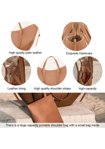 Deve Küçük Vintage Kadın Omuz Çantası Büyük Kapasiteli Tote Çanta Pu Deri Bakkal Kese Eşleşen Debriyaj Çanta Seti Tasarımcı Lüks Bolsa (Yurt Dışından)