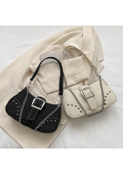 Beyaz Kadın Moda Koltuk Altı Çanta Y2K Rahat Koltuk Altı Çanta Kanvas Serin Koltuk Altı Çanta Fermuar Kapatma Çok Yönlü Arkadaş Çanta (Yurt Dışından) modelleri