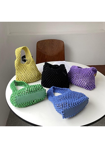 Turuncu Innerbag ile Yaklaşık 20X7X17 cm Tığ El Örgü Çanta Macaron Pamuk Halat Hollow Out Çanta Hasır Çanta Kore Plaj Dokuma File Çanta (Yurt Dışından) fiyatları