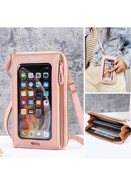 B Koyu Gri Dokunmatik Ekran Telefon Çantası Kadınlar Için Crossbody Çanta Rfid Çok Fonksiyonlu Omuz Cüzdan Mini Kadın Çantası Cep Cüzdan Kart Sahibinin (Yurt Dışından) modelleri