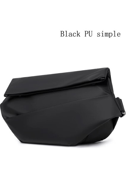 Siyah Pu Basit Plastik Toka Erkek Fonksiyonel Kamera Crossbody Çanta Su Geçirmez Ipad Çok Fonksiyonlu Göğüs Çantası Erkek Kişisel Omuz Çantası Standı Messenger Çanta (Yurt Dışından)