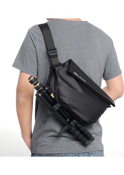 Siyah Pu Basit Plastik Toka Erkek Fonksiyonel Kamera Crossbody Çanta Su Geçirmez Ipad Çok Fonksiyonlu Göğüs Çantası Erkek Kişisel Omuz Çantası Standı Messenger Çanta (Yurt Dışından) fiyatları