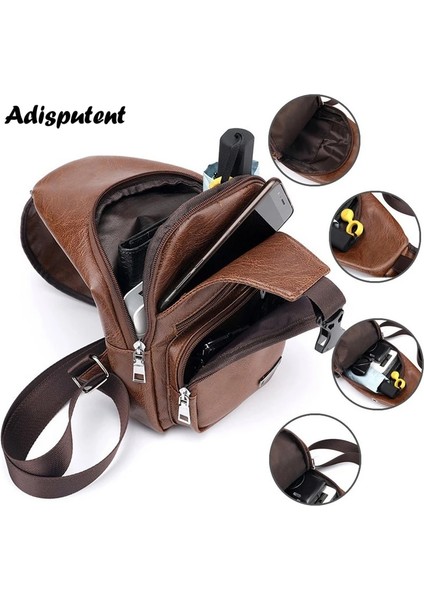 E2-Red Erkek Göğüs Çantası Kulaklık Delikli USB Şarj Çantaları Çok Fonksiyonlu Sling Çanta Anti Hırsızlık Seyahat Paketi Erkek Iş Omuz Çantaları (Yurt Dışından) fırsatları