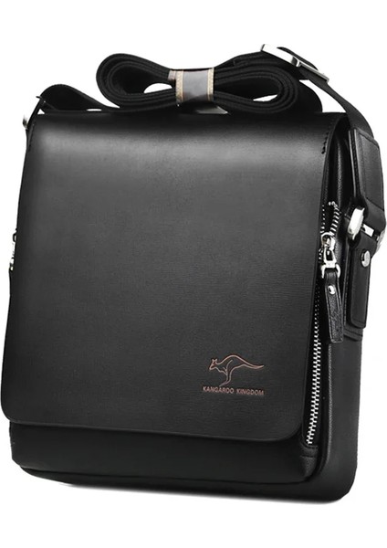 Siyah 31X24X8 cm Kanguru Lüks Marka Vintage Erkek Haberci Çanta Erkekler Için Deri Iş Omuz Çantası Erkek Crossbody Çanta Kahverengi Rahat Evrak Çantası (Yurt Dışından)
