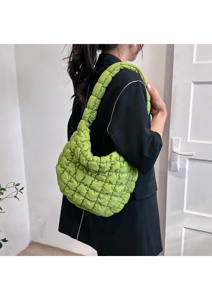 Kadınlar Için Sarı Kapitone Crossbody Çanta Pileli Çanta Yastıklı Bulut Omuz Çantaları Dantelli Kabarcıklar Tote Çanta Naylon Rahat Messenger Çanta (Yurt Dışından) modelleri