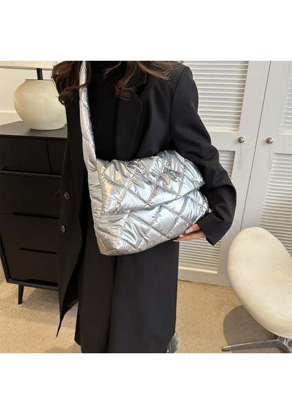 Şampanya B Kış Kadın Kirpi Tote Çanta Pamuk Aşağı Yastıklı Omuz Çantaları Kapitone Çanta Çanta Pileli Naylon Alışveriş Messenger Çanta 2023 Yeni (Yurt Dışından) indirimleri