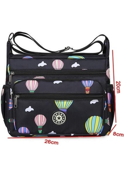 Style1 Beş 2023 Naylon Kadın Postacı Çantası Su Geçirmez Fermuarlı Paket Tuval Seyahat Crossbody Çanta Moda Kadın Tote Omuzdan Askili Çanta (Yurt Dışından)