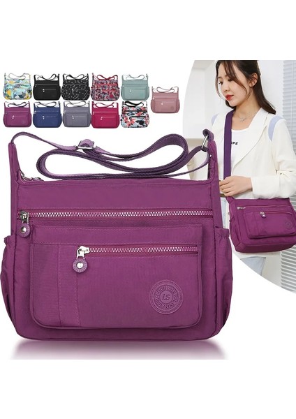 Style1 Beş 2023 Naylon Kadın Postacı Çantası Su Geçirmez Fermuarlı Paket Tuval Seyahat Crossbody Çanta Moda Kadın Tote Omuzdan Askili Çanta (Yurt Dışından) fırsatları