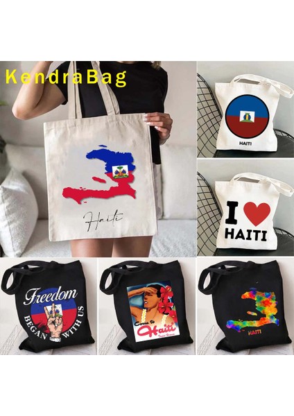 B 102 35X40CM Haiti Kız Hediye Haiti Kolları Ülke Haritası Bayrağı Miras Kadın Aşk Kalp Gün Batımı Alışverişçi Kanvas Tote Çanta Eko Alışveriş Çantaları (Yurt Dışından) fiyatları