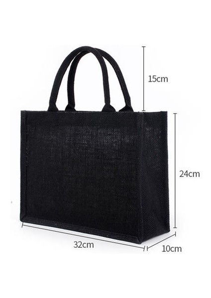 4-32X24X10CM Vintage Bambu Jüt Çanta Su Geçirmez Çuval Bezi Tote Çanta Rahat Büyük Kapasiteli Bej Çanta Taşınabilir Plaj Seyahat Organizatör Çantaları (Yurt Dışından)