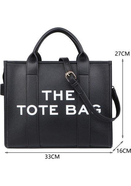Pu Siyah Tote Çanta Lüks Tasarımcı Çanta Tote Kadın Çanta Mektup Omuz Çantaları Markalar Shopper Çantalar Kadınlar Için Crossbody Çanta Debriyaj 2023 (Yurt Dışından)