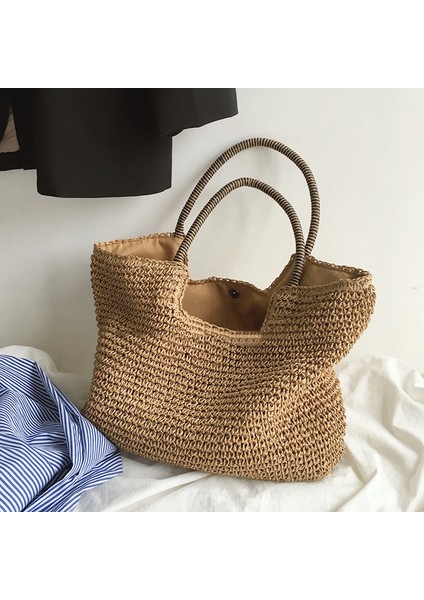 3813-HAKI Kadın Plaj Vintage El Yapımı Dokuma Omuz Çantası Rafya Rattan Alışveriş Çantaları Bohemian Bayanlar Yaz Seyahat Tatil Rahat Tote (Yurt Dışından) fiyatları