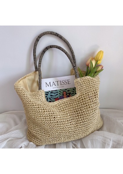 3813-HAKI Kadın Plaj Vintage El Yapımı Dokuma Omuz Çantası Rafya Rattan Alışveriş Çantaları Bohemian Bayanlar Yaz Seyahat Tatil Rahat Tote (Yurt Dışından) modelleri