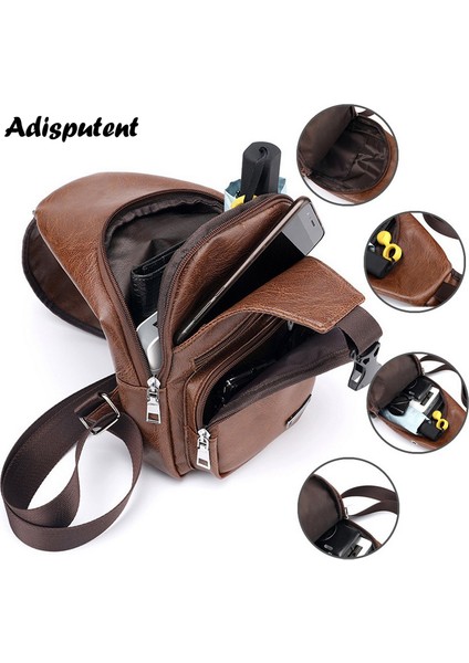 B-Gri Erkek Göğüs Çantası Kulaklık Delikli USB Şarj Çantaları Çok Fonksiyonlu Sling Çanta Anti Hırsızlık Seyahat Paketi Erkek Iş Omuz Çantaları (Yurt Dışından) fırsatları