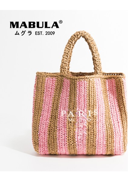 Stil 6 Mabula Moda Çizgili Kadın Hasır Çanta El Dokuma Yaz Plaj Tote Kadın Rahat Üst Kolu Çanta Lüks Tasarım Omuz Çantası (Yurt Dışından) fiyatları