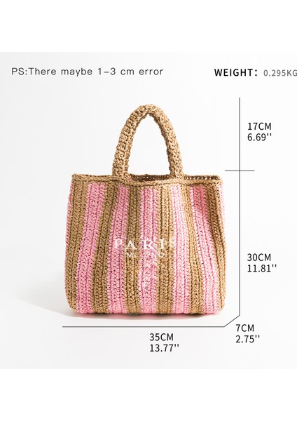 Stil 6 Mabula Moda Çizgili Kadın Hasır Çanta El Dokuma Yaz Plaj Tote Kadın Rahat Üst Kolu Çanta Lüks Tasarım Omuz Çantası (Yurt Dışından) modelleri