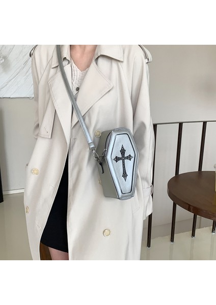 Beyaz Yeni Tabut Şekli Çantalar Omuzdan Askili Çanta 2023 Cadılar Bayramı Çanta Crossbody Çanta Tabut Çantalar Kadın Gotik Kadın Çantası (Yurt Dışından) indirimleri