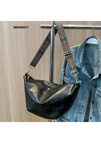 Siyah 2023 Katı Renk Büyük Kapasiteli Crossbody Çanta Yeni Lüks Tasarımcı Basit Stil Omuz Kadınlar Için Yaz Moda Rahat Çanta (Yurt Dışından)