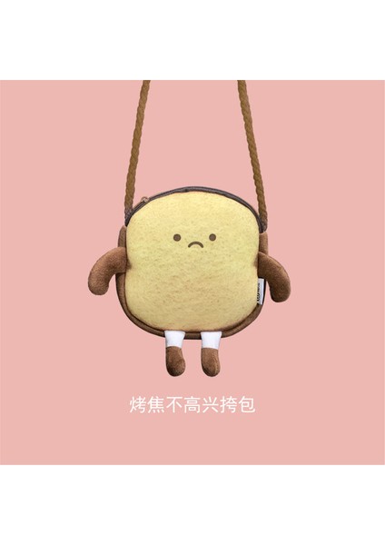 Messenger Çanta 2 Yaratıcı Ekmek Tost Peluş Omuz Çantası Kızlar Bozuk Para Cüzdanı Kart Sahibinin Kadın Rahat Sevimli Karikatür Çanta Depolama Crossbody Tote (Yurt Dışından)