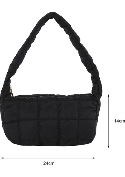 Siyah Taşınabilir Seyahat Kadın Yastıklı Naylon Üst Saplı Uzay Çanta Çanta Büyük Kapasiteli Bez Çantalar Kadın Tüy Yastıklı Omuz Çantası (Yurt Dışından)