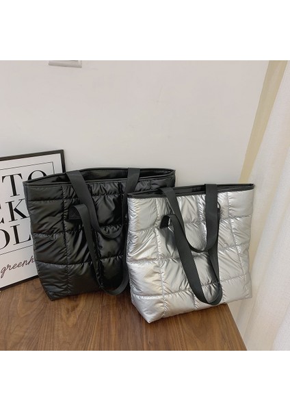 Siyah Taşınabilir Seyahat Kadın Yastıklı Naylon Üst Saplı Uzay Çanta Çanta Büyük Kapasiteli Bez Çantalar Kadın Tüy Yastıklı Omuz Çantası (Yurt Dışından) fiyatları