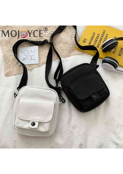Beyaz Kanvas Kadın Crossbody Çanta Trend 2023 Küçük Omuz Çanta Kore Düz Renk Öğrenci Telefonu Çantası Basit Alışveriş Fermuarlı Çanta (Yurt Dışından) indirimleri