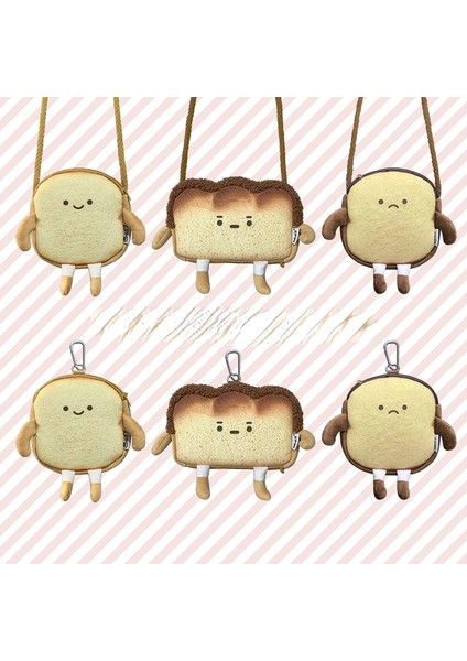 Messenger Çanta 2 Yaratıcı Ekmek Tost Peluş Omuz Çantası Kızlar Bozuk Para Cüzdanı Kart Sahibinin Kadın Rahat Sevimli Karikatür Çanta Depolama Crossbody Tote (Yurt Dışından) modelleri