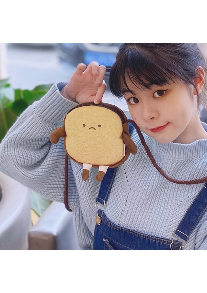 Messenger Çanta 2 Yaratıcı Ekmek Tost Peluş Omuz Çantası Kızlar Bozuk Para Cüzdanı Kart Sahibinin Kadın Rahat Sevimli Karikatür Çanta Depolama Crossbody Tote (Yurt Dışından) indirimleri