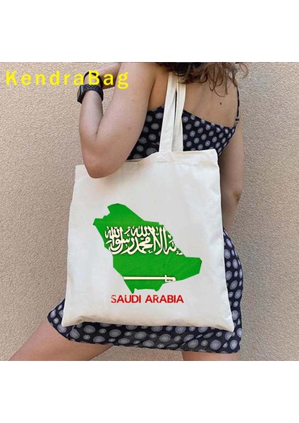 B 97 35X40CM Riyad Cidde Suudi Arabistan Harita Bayrağı Islam Mekke Arap Kız Abu Dabi Prens Shopper Tote Kanvas Çanta Pamuk Omuz Eko Çanta (Yurt Dışından) indirimleri