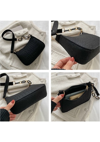 Gül Kırmızı Moda Kadınlar Için Omuz Çantaları Keçe Kadın Kadın Subaxillary Çanta Tasarımı Gelişmiş Doku Koltukaltı Çanta Çantalar Eyer Çantası (Yurt Dışından) indirimleri