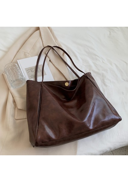 Mavi Kadın Moda Alışveriş Çantası Düz Renk Vintage Omuz Çantası Büyük Kapasiteli Tek Omuz Çantası Yumuşak Retro Tote Çanta Kova Çanta (Yurt Dışından) fiyatları