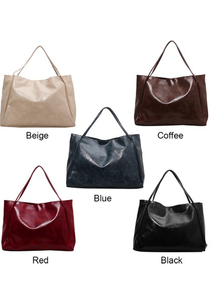 Mavi Kadın Moda Alışveriş Çantası Düz Renk Vintage Omuz Çantası Büyük Kapasiteli Tek Omuz Çantası Yumuşak Retro Tote Çanta Kova Çanta (Yurt Dışından) indirimleri