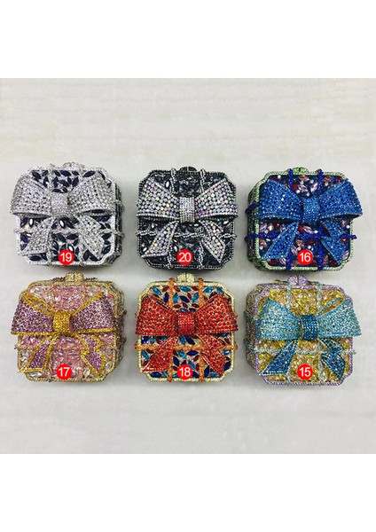 16 13.5CMX13.5CMX6CM 17 Renk Yeni Altın Yay Kristal Manşonlar Kare Rhinestone Akşam Çanta Parti Balo Çanta Lüks Kadın Düğün Gelin Çantalar (Yurt Dışından)