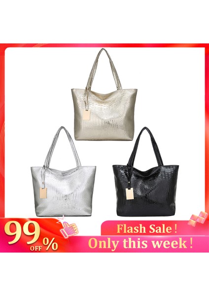 Gri Yeni Kız Tote Çanta Vintage Bayan Timsah Desen Pu Deri Omuz Alışveriş Çantası Bayanlar Rahat Büyük Kapasiteli Tote Çanta (Yurt Dışından) fiyatları