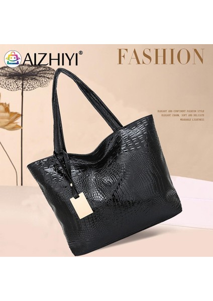 Gri Yeni Kız Tote Çanta Vintage Bayan Timsah Desen Pu Deri Omuz Alışveriş Çantası Bayanlar Rahat Büyük Kapasiteli Tote Çanta (Yurt Dışından) indirimleri