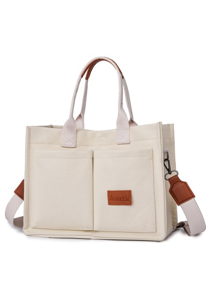 Yeşil Kadın Moda Omuz Çantası Büyük Kapasiteli Kanvas Şık Messenger Çanta Ayarlanabilir Askı Çok Cepler Kare Işe Gidiş Çantası (Yurt Dışından) fiyatları