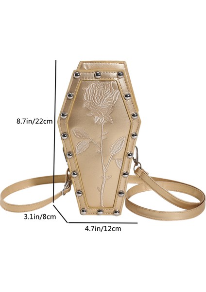 Altın Yeni Yenilik Tabut Şekli Çantalar ve Çanta Kadınlar Için Gotik Çapraz Omuz Çantası Kızlar Küçük Crossbody Çanta Moda Günü Manşonlar (Yurt Dışından)