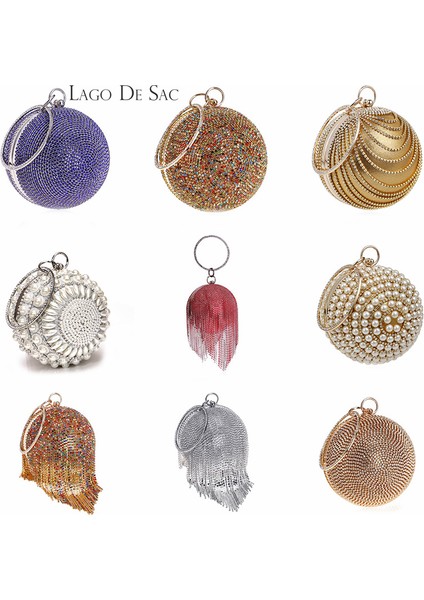 B1 12.5X12.5X12.5CM Dairesel Top Elmas Püskül Kadın Parti Yemeği Manşonlar Akşam Düğün Çantası Kadın Gelin Omuz Çanta Bileklikler Debriyaj (Yurt Dışından) fiyatları