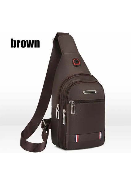 Kahverengi Unisex Kanvas Eğlence Sporları Küçük Sırt Çantası Oxford Kumaş Tek Omuz Messenger Çanta Göğüs Çantası (Yurt Dışından)